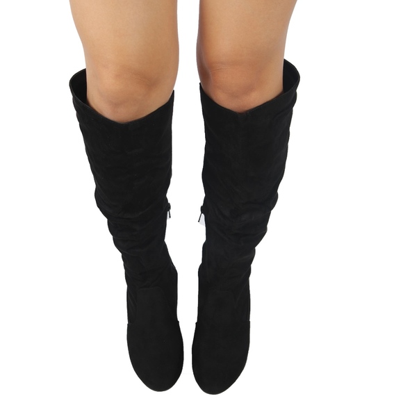 Size 10 Black faux suede slouchy Knee High Boot - Picture 7 of 8